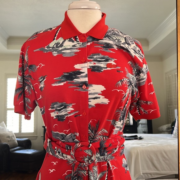 LACOSTE LOVELY RED BELTED POCKET COTTON DRESS SIZE 36 USED LIKE NEW CONDITION - Picture 4 of 11